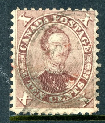 Canadá 1859 Primeros centavos Príncipe Alberto 5¢ Brown Scott #17b VFU O437 Foto 1 de 4