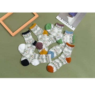  7 paia di deliziosi calzini ultrasottili calzini corti elastici trasparenti con - Immagine 1 di 4