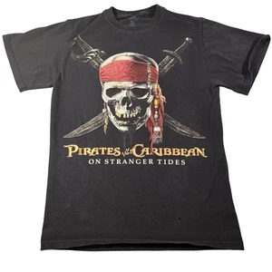 Disney Pirates of the Caribbean Shirt Mens Small Black On Stranger Tides Graphic - Picture 1 of 9
