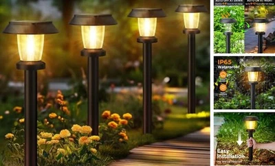  Solar Pathway Lights Outdoor - Solar Powered Garden Lights 8 Pack Warm White - Image 1 of 4