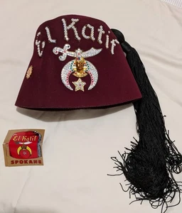 Vintage Shriners Fez Hat El Katif Heavily Jeweled Tassel Anthony Nizzardini - Picture 1 of 4