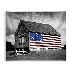 Stupell Industries sca-148-Wall-Art Black and White Farmhouse Barn American F... - Picture 1 of 7