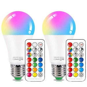 LED Color Changing Light Bulb with Remote Control 10W E26 RGBDaylight White 5700 - Picture 1 of 9
