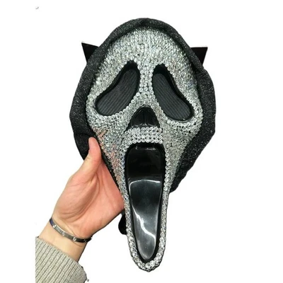 Diamond Ghost Face Mask Authentic Collectables Bling Glitter Halloween Costume - Image 1 of 3