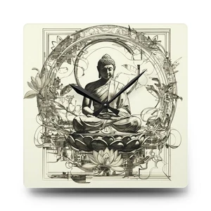 Buddha Acrylic Wall Clock, Meditation Home Decor, Zen Gift, Spiritual Wall [...] - Picture 1 of 7