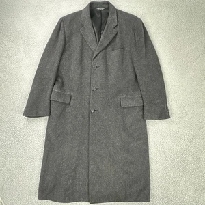 Vintage Jacobson Cashmere Overcoat Men 46 Dark Charcoal Grey Lined Single Vented - Picture 1 of 15