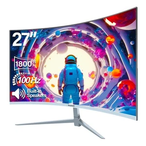 Curved Monitor 27 Inch 100Hz, PC Gaming Monitor with Speakers, AMD - Photo 1/5
