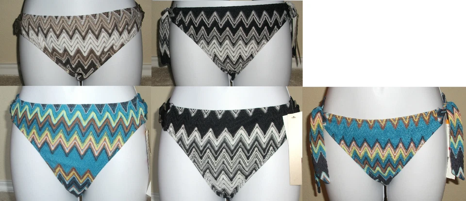 NWT Genuine PERRY ELLIS zig zag buckle or tie sides swim bikini bottom pant,S,M - Image 1 of 1