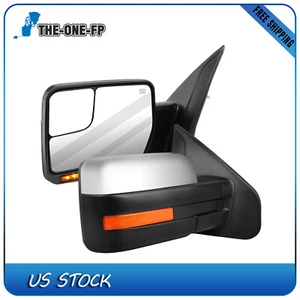Chrome Left Side Mirror Power Heated LED Turn Light For Ford F-150 2007-2014 - Picture 1 of 12