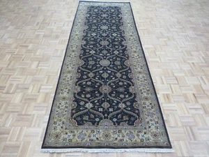 4'3 x 11'9 Runner Hand Knotted Black Fine Hereke Tabrez Oriental Rug G7994 - Picture 1 of 12