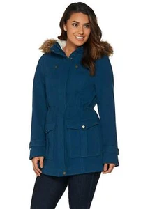 DENIM CO. Size XS Anorak Jacket with Sherpa Lined Hood BLUE - Picture 1 of 5