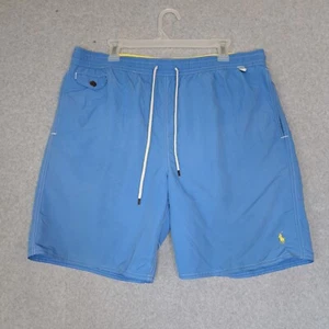 Polo Ralph Lauren Mens XXL Traveler Classic Solid Swim Trunks Blue Yellow Pony - Picture 1 of 14