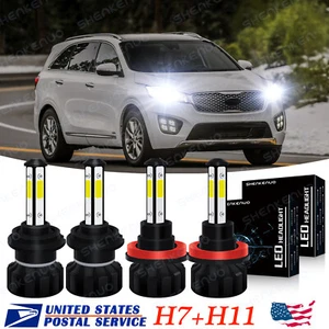 4X For Kia Sorento 2015 - 2018 2019 H7 & H11 Headlight LED Combo 6000K Bulb Kit - Picture 1 of 11