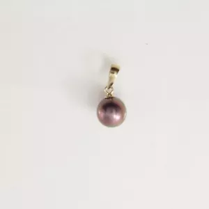 Eggplant Pearl Pendant โ 14k Yellow Gold Mini Drop - Picture 1 of 3