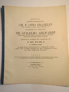 Greifswald - Universität - Rektorwechsel 1873 Franklin --> Ahlwardt / Studentika - Imagen 1 de 1