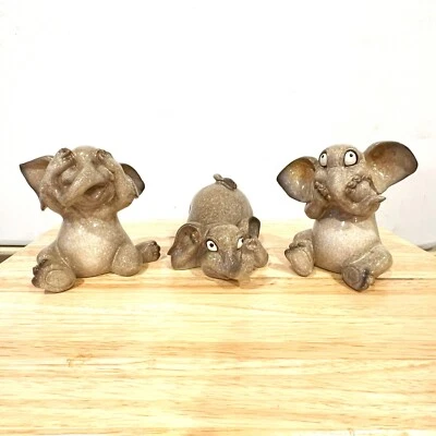 See - Hear - Speak - NO EVIL Trio ELEPHANT Figurines Set of 3 - Image 1 of 4