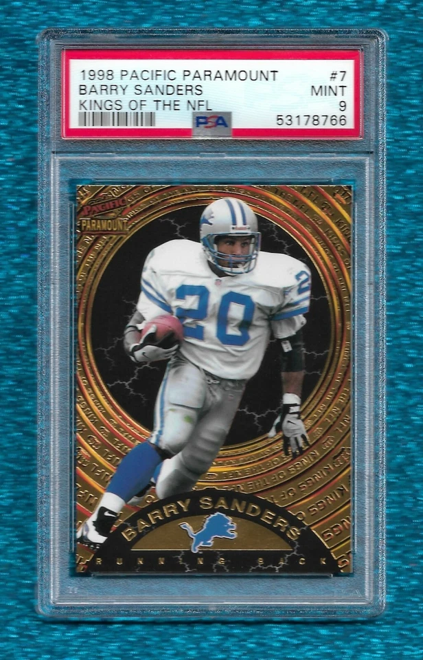 1998 PACIFIC PARAMOUNT KINGS OF THE NFL BARRY SANDERS PSA 9 MINT ONLY 1 HIGHER - Image 1 of 1