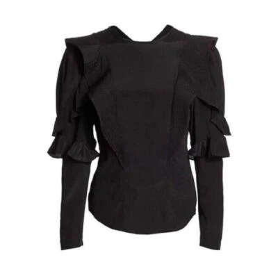 TOP ISABEL MARANT ETOILE NEGRO CON VOLANTES MANGA LARGA CONTANCE TALLA 42 Foto 1 de 4