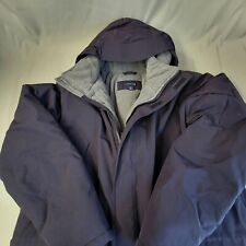 Lands End Blue Jacket Mens XL Thermolite ThermaCheck Windcheck Hood 37in Long