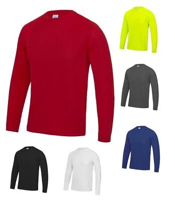 AWDis Long Sleeve Cool T Shirt Top Wickable Breathable Gym Training Running Tee