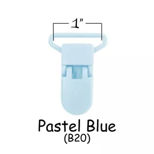 10 KAM Plastic Paci Pacifier - Suspender / Bib Holder Clips - 1" Pastel Blue - Picture 1 of 3