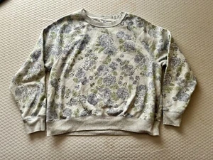 Old Navy Women Large Gray Blue Rose Floral Pullover Sweatshirt - Picture 1 of 3
