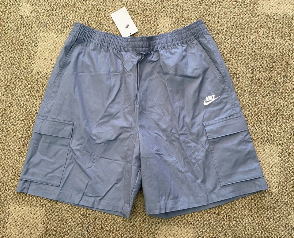 Nike Club Woven Cargo Shorts FB1246-493 Gray Men's Size Medium Loose Fit