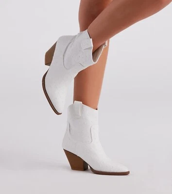 New Women's Bling Rhinestone Crystal Cowboy Cowgirl Western Ankle Boot Booties - Image 1 of 2