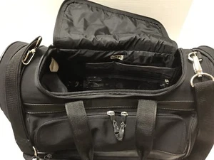 CHICO’S BLACK DUFFLE TRAVEL BAG CARRY ON WEEKEND WITH HANDHELD OR SHOULDER STRAP - Picture 1 of 12