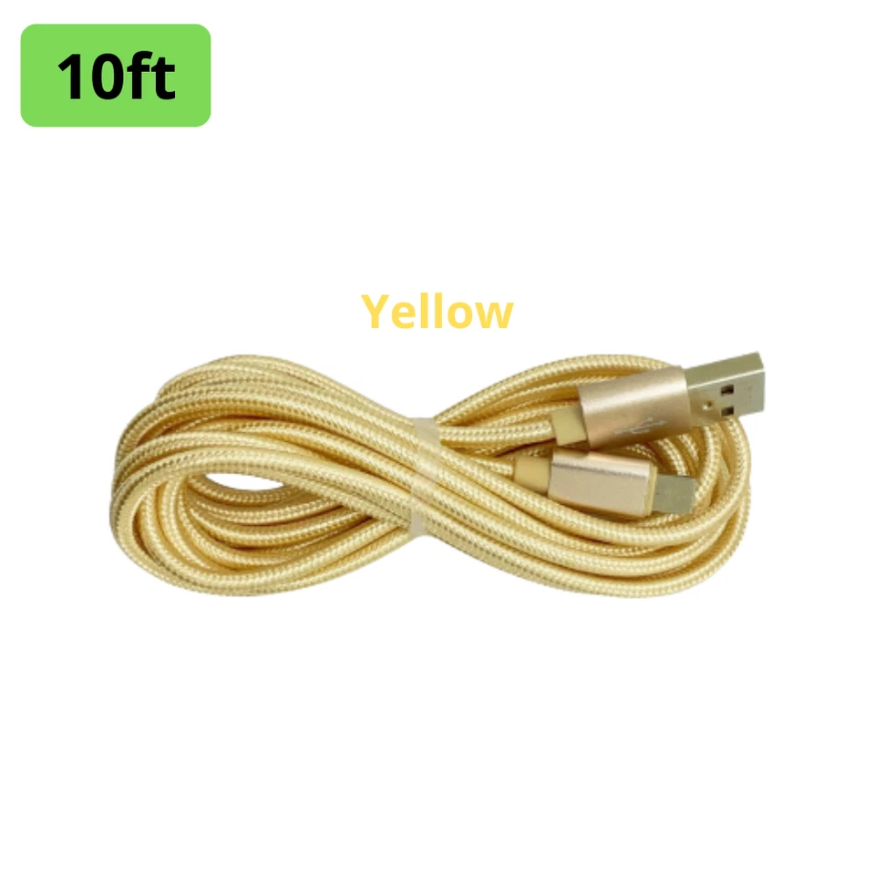 Cable cargador USB 10 pies línea de carga cable de sincronización de datos para iPhone 14 13 12 11 SE XR Foto 1 de 4