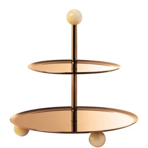 Sambonet, Penelope, Alzata 2 Ripiani PVD Rum Rosa Onice, Acciaio - Imagen 1 de 1