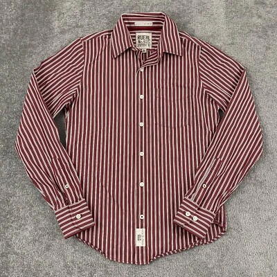 Camisa RUEHL 925 Para Hombre Pequeña Roja Blanca Rayas Abotonada Manga Larga Vestido Informal Foto 1 de 4