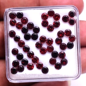 50 Pcs Natural Mozambique Garnet 3.40mm Round Faceted Cut Untreated Gemstones - Picture 1 of 6