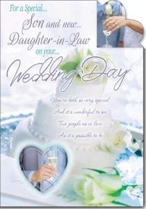 Son & Daughter in Law Wedding Day Congratulations Card - Loving Words Verses - F - Picture 1 of 3
