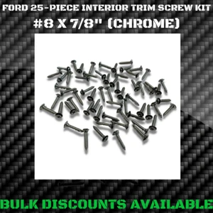 1957-1979 Ford Ranchero Interior Door Panel Exterior Molding TRIM SCREWS CHROME - Foto 1 di 2
