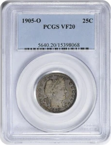 1905-O Barber Silver Quarter VF20 PCGS - Picture 1 of 2