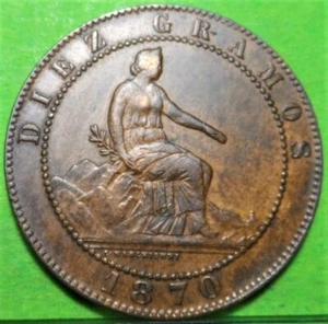 GOBIERNO PROVISIONAL, 10 Céntimos, 1870, EBC, Cu - Bild 1 von 2