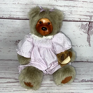 "GALLETA de colección RAIKES Bear 12"" peluche niña arco madera patas de cara firmada" - Imagen 1 de 9