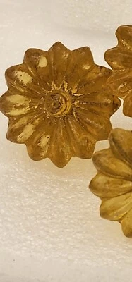 Juego de 5 perillas de flores vintage amarillas/doradas Foto 1 de 4