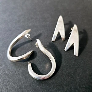 Paar Vintage Sterlingsilber Ohrstecker geschwungen Träne 1,5" Ohrringe keine Markierungen - Bild 1 von 14