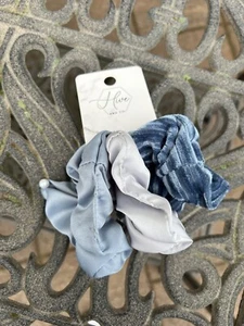 TOTALMENTE NUEVO CON ETIQUETAS Hive and Co Scrunchie Set Tonos de Azul 3 Pares en Paquete - Imagen 1 de 2