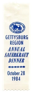 1984 Antique Automobile Club America AACA Ribbon Gettysburg Sauerkraut Dinner - Picture 1 of 2