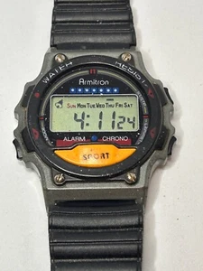 Working Vintage Men's Black and Gunmetal Grey Armitron All Sport Watch Ah - Picture 1 of 9