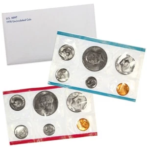1978 P&D Mint Set with 12 Brilliant Uncirculated US Coins & Envelope (12 Coins) - Picture 1 of 5