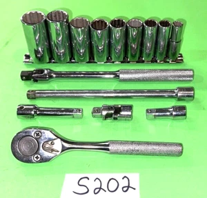 PROTO TOOLS 15 PIECE 3/8 DRIVE SAE. GENERAL SERVICE 12-POINT DEEP SOCKET SET - Picture 1 of 16
