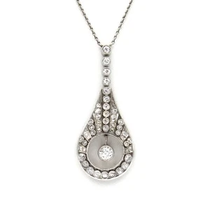 Art Deco 1.15 ct Diamant Negligé Collier Halskette in Platin um 1920 - Picture 1 of 8