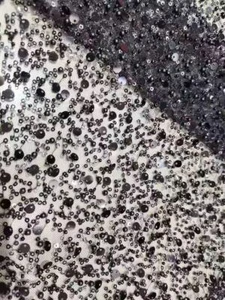 Heavy Embroidery Beaded 2 Styles Beads Sequins Bridal Lace Fabric 51” Wide 1Yard - Picture 1 of 18