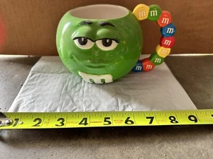 Ms M & M Mug, green With Multi Colored Handle - Picture 1 of 1