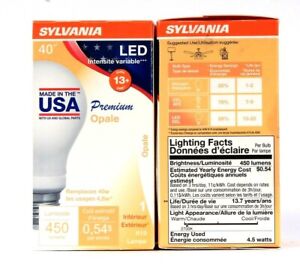 3Pk Sylvania 40W Dimmable LED Premium Soft White Indoor Outdoor Lasts 13 Years