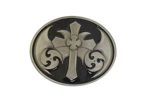 Vintage Siskiyou Pewter Belt Buckle Celtic Cross w/ Black Background 4' - Picture 1 of 2